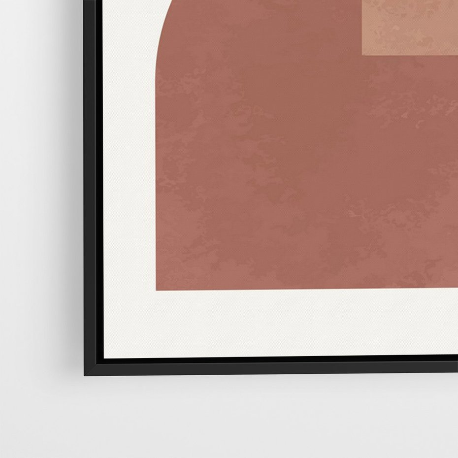 Obraz w ramie 70x100 - Harmonijne Widoki - abstrakcyjne geometryczne kształty, odcienie brązu i beżu - rama czarna