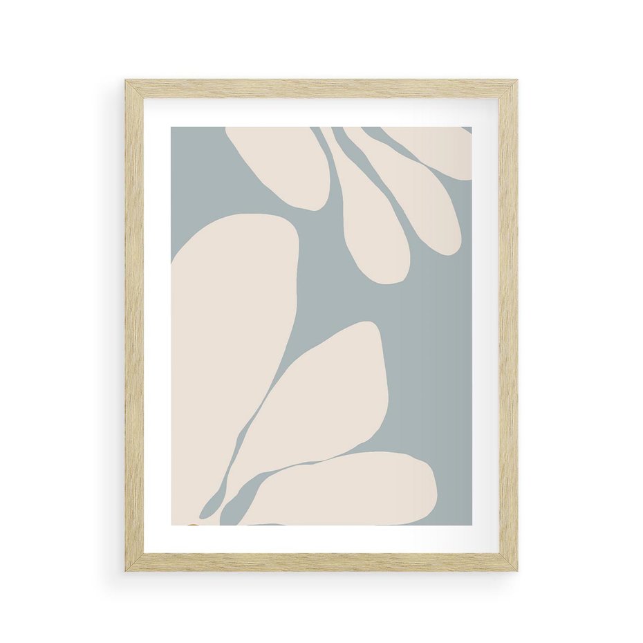 Plakat w ramie 40x50 - Pastelowe Marzenia Kwiatów - kwiaty, nowoczesne i minimalistyczne - rama drewno