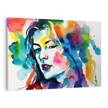 Obraz na płótnie 120x80 - Abstrakcyjna ekstaza barw - abstrakcyjny portret kobiety, szkic czarną kreską