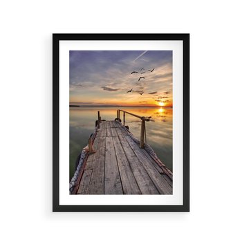 Plakat w ramie 40x50 - Zachód Słońca na Pomostcie - zachód, słońca - rama czarna