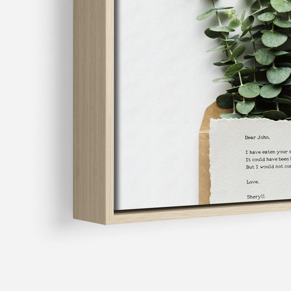 Obraz w ramie 50x50 - Eukaliptusowa harmonia - eukaliptus, liście - rama drewno