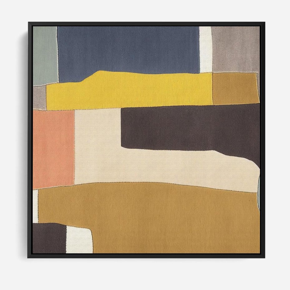 Obraz w ramie 50x50 - Pasy Abstrakcji - kolorowe pasy, plamy koloru - rama czarna