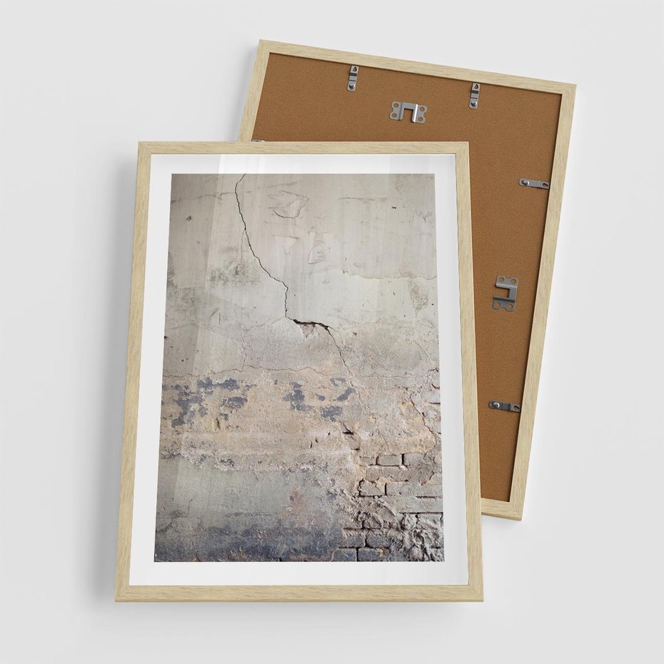 Plakat w ramie 50x70 - Surowość ściany z betonu - ściana, beton - rama drewno