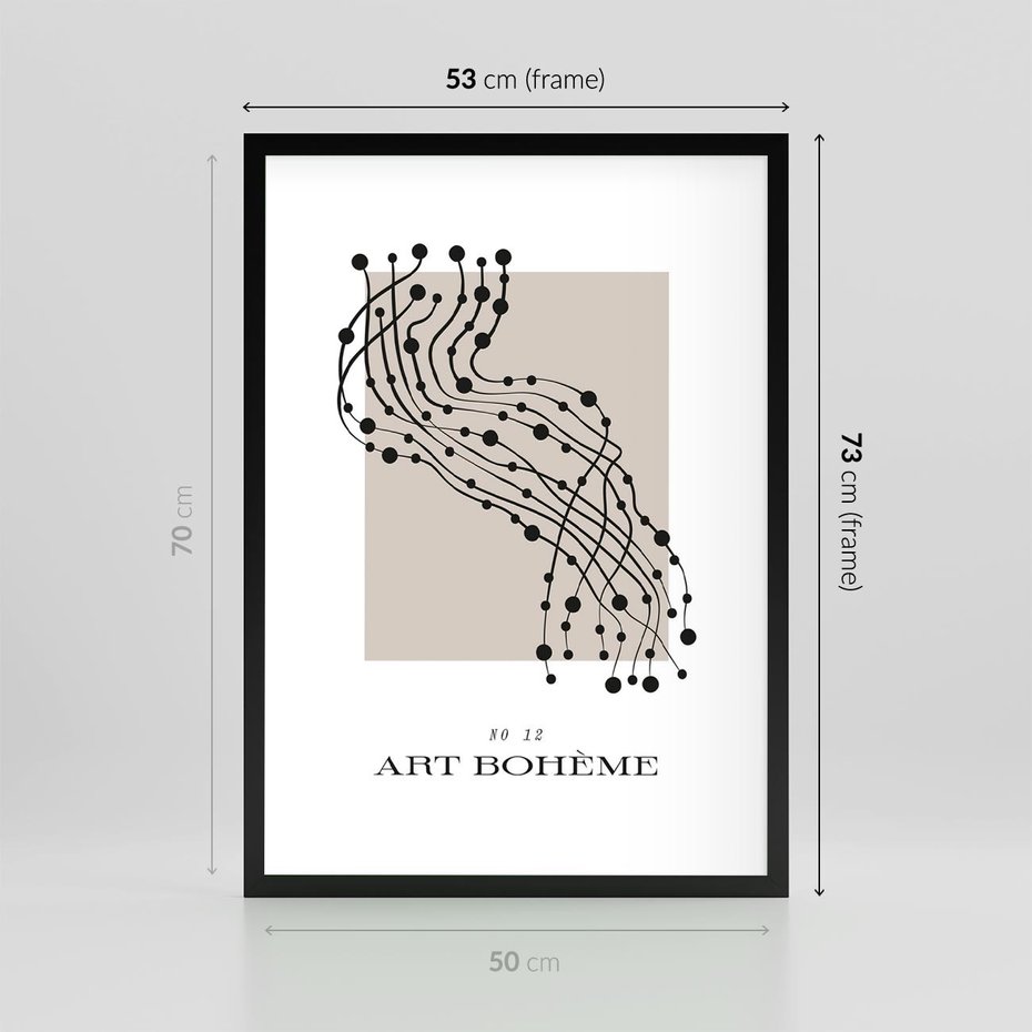 Plakat w ramie 50x70 - Migocące Konstrukcje Abstrakcji - sztuka minimalizmu, biało czarna rycina - rama czarna