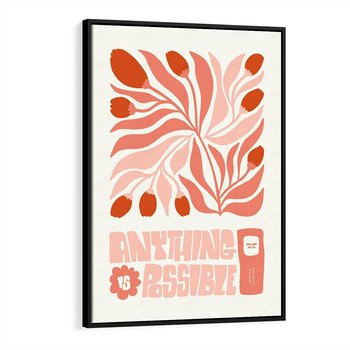 Obraz w ramie 50x70 - Migotliwa Euforia - kompozycja w łososiowym kolorze, kwiaty - rama czarna