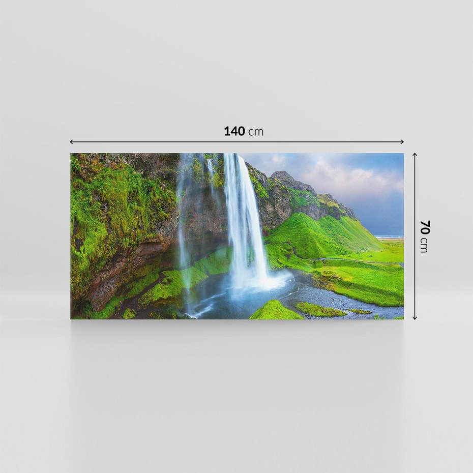 Obraz na płótnie 140x70 - majestat górskiego krajobrazu - wodospad, góry