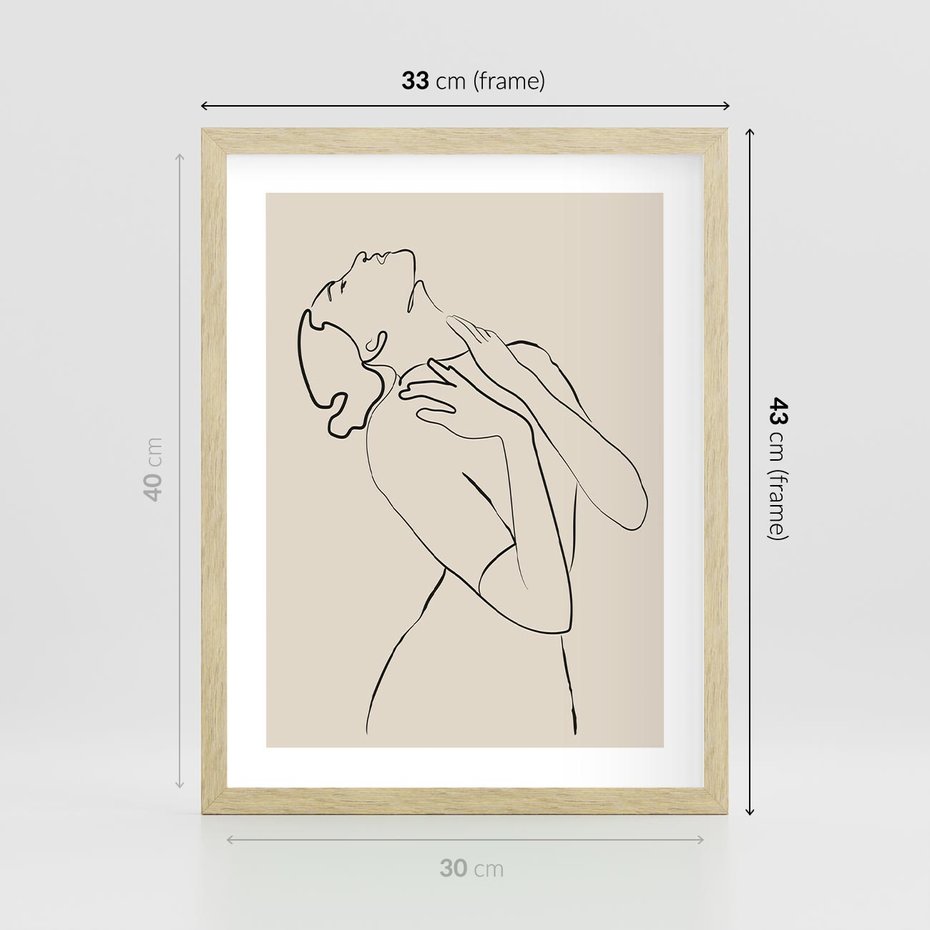 Plakat w ramie 30x40 - Bezkresny Taniec - kobieta, szkic - rama drewno