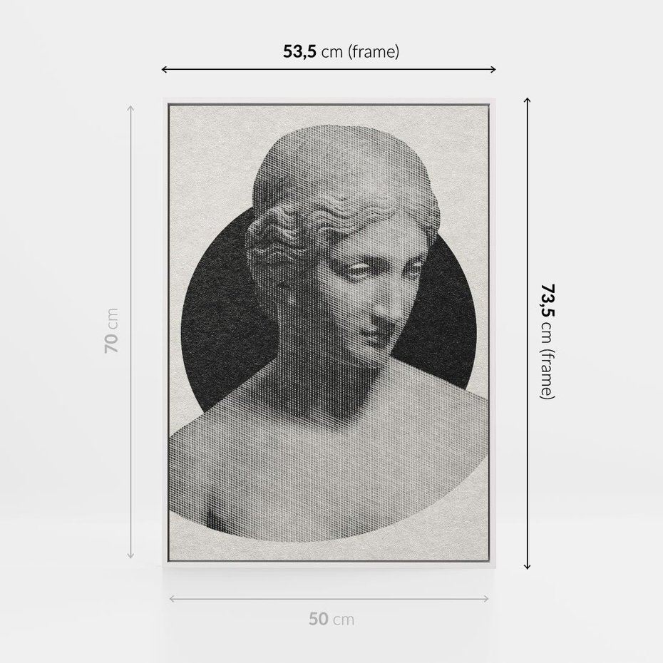 Obraz w ramie 50x70 - Sztuka Zeszłych Czasów - antyczna rzeźba kobiety, posąg - rama biała