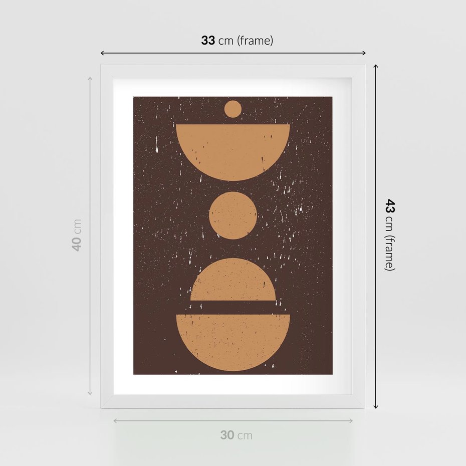 Plakat w ramie 30x40 - Impulsy Przestrzeni - mid century styl, nowoczesna grafika - rama biała