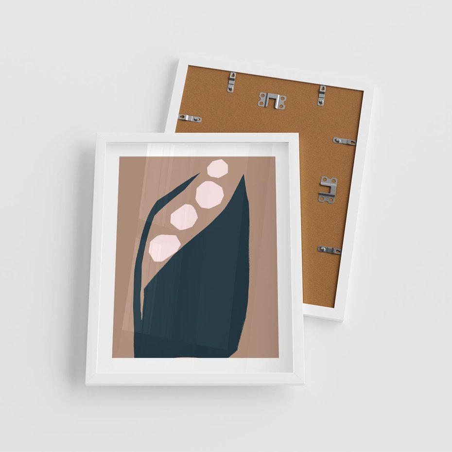 Plakat w ramie 40x50 - Wnętrza Boho Serca - abstrakcyjny obraz, plakat - rama biała