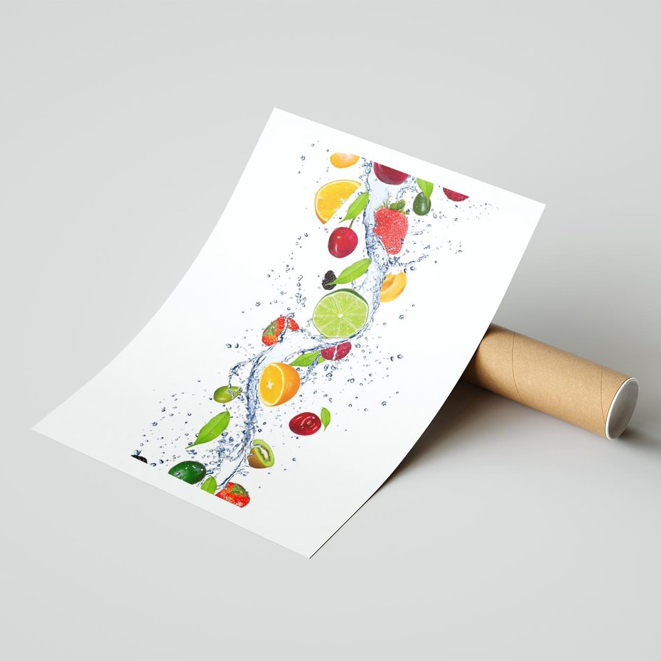 Plakat bez ramy 40x50 - Kulinarne Inspiracje - owoce, woda