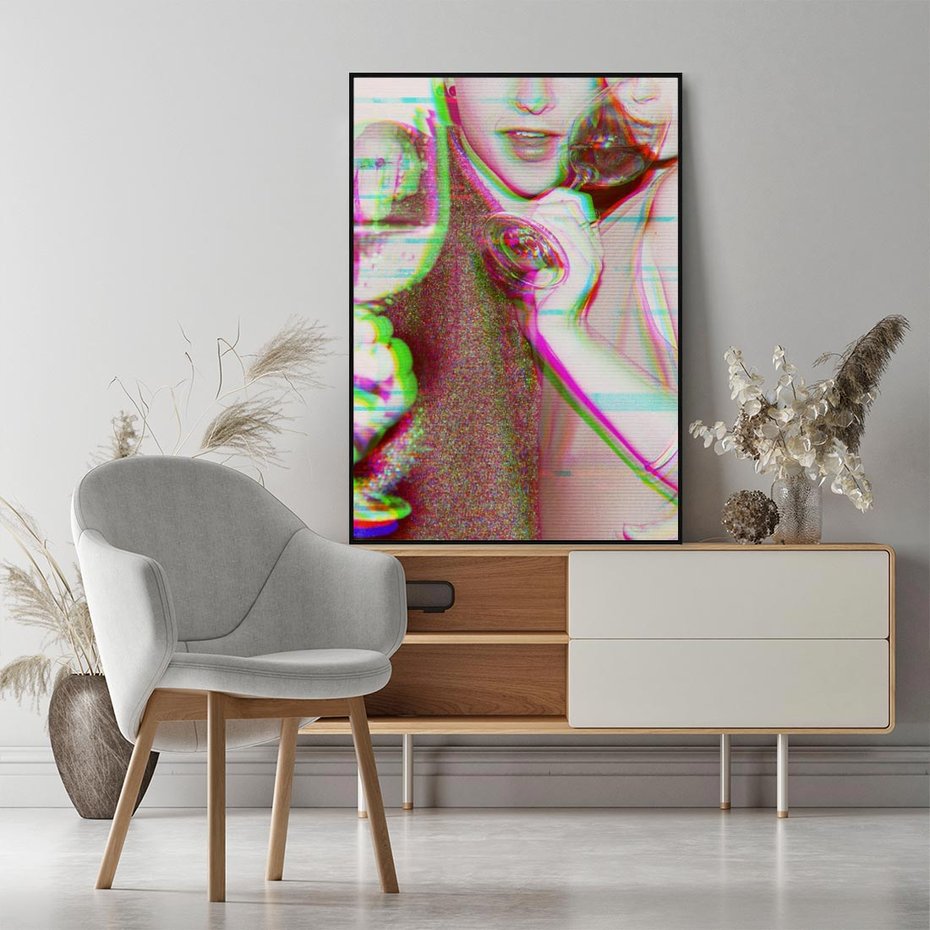 Obraz w ramie 50x70 - Zakochani na Kliszy - zdjecie, stara prześwietlona klisza - rama czarna