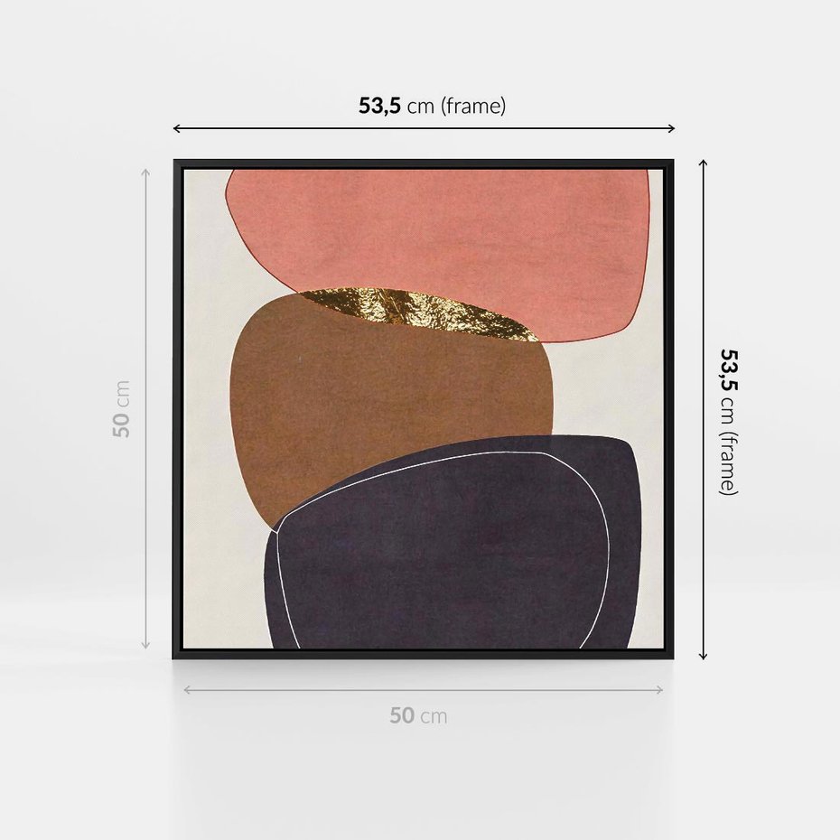 Obraz w ramie 50x50 - Rozkwitające Przenikające Formy - abstrakcyjny obraz, geometryczne formy - rama czarna
