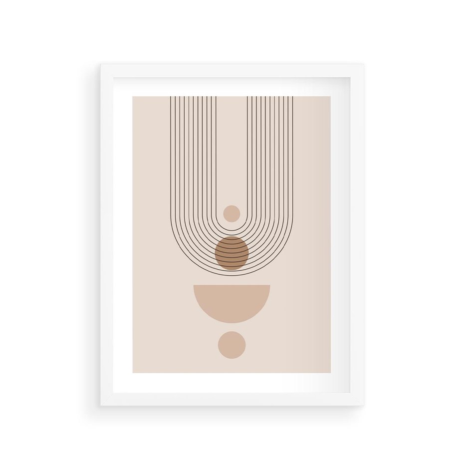 Plakat w ramie 30x40 - Strukturalne Kształty Postępu - boho plakat, minimalizm - rama biała