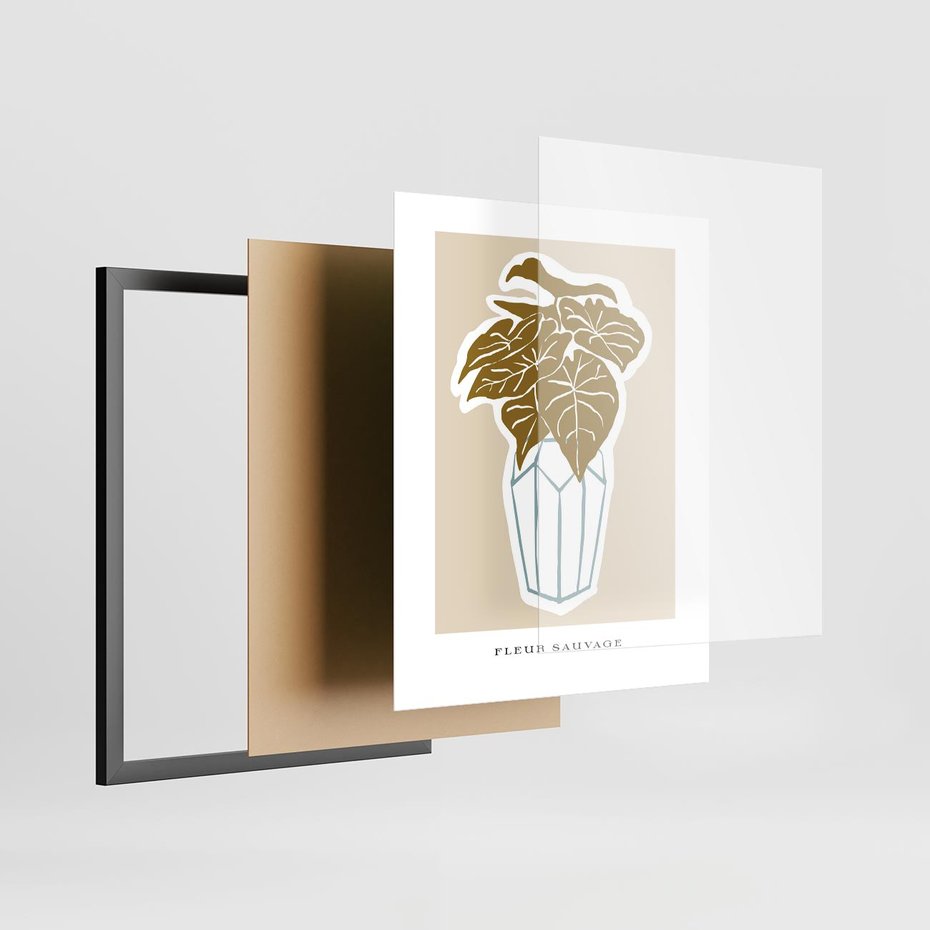 Plakat w ramie 40x50 - Rytmy Nowych Wizji - abstrakcyjne liście, tropikalne w wazonie - rama czarna
