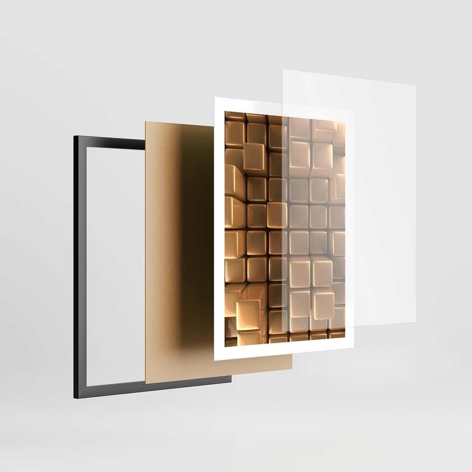 Plakat w ramie 50x70 - Błyszcząca Elegancja - złoto, 3d - rama czarna