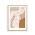 Plakat w ramie 30x40 - Sztuka Nagiej Formy - szkic nagiej kobiety, kolory beżowe - rama drewno