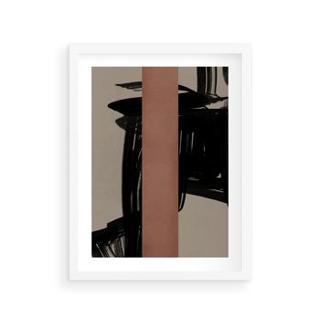 Plakat w ramie 40x50 - Niezwykłe Przeobrażenia - abstrakcja, czarne splatane linie - rama biała