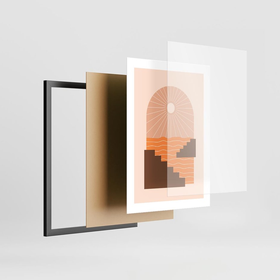 Plakat w ramie 30x40 - Słoneczne Inspiracje w Stylu Boho - boho grafika, słońce - rama czarna