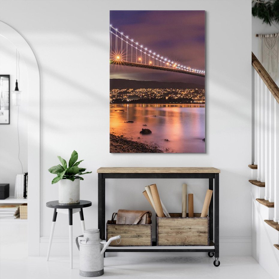 Obraz na płótnie 70x100 - Most nocą w Kanadzie - Kanada, most