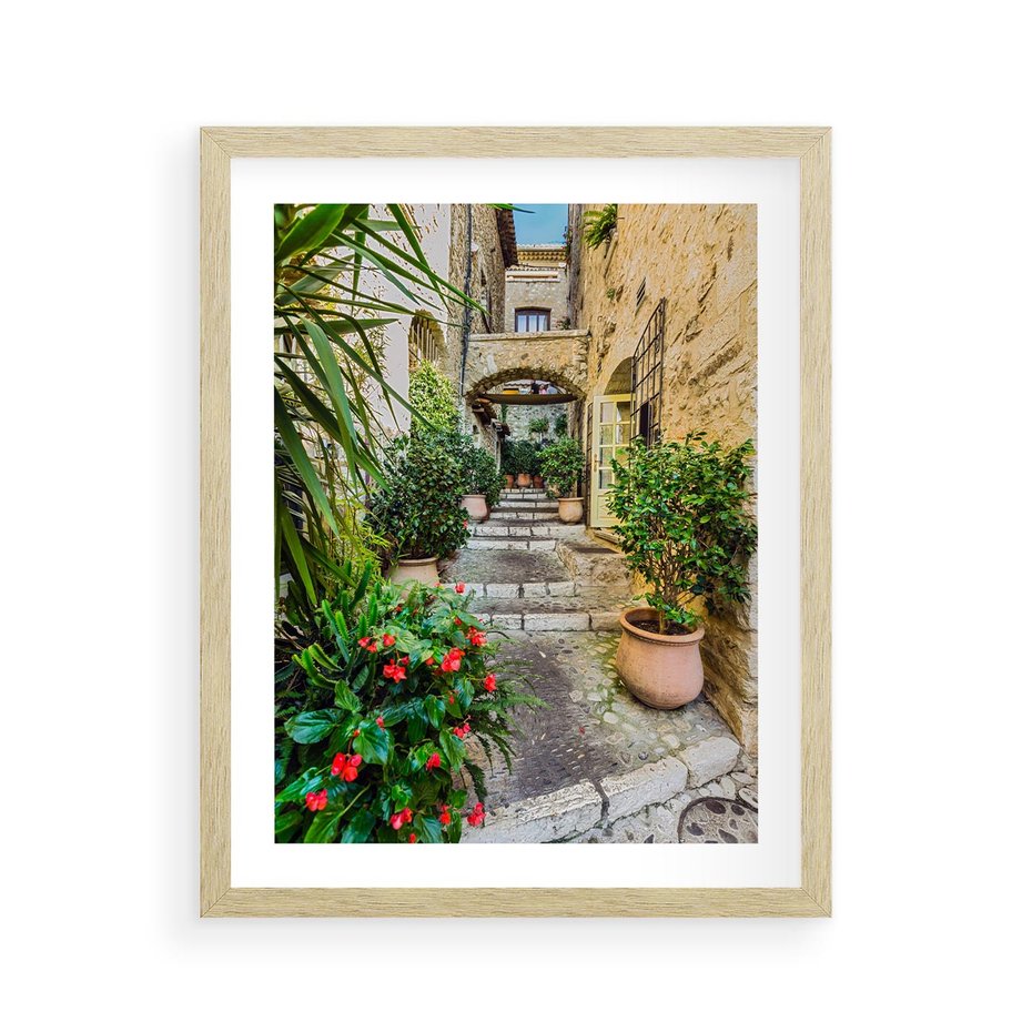 Plakat w ramie 40x50 - Perspektywa uliczki malownicza - uliczka, perspektywa - rama drewno