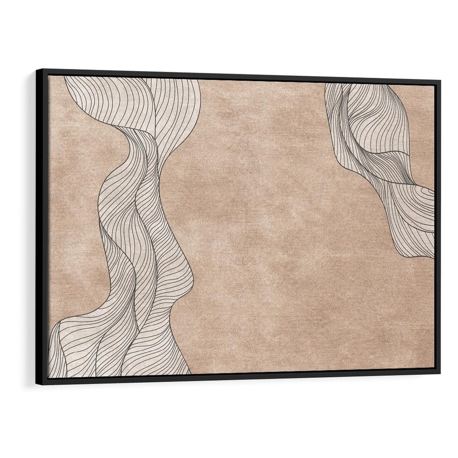 Obraz w ramie 100x70 - Symfonia uczuć i kształtów - delikatna kompozycja, falujące linie - rama czarna