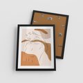 Plakat w ramie 40x50 - Sztuka Piękna w Beżach i Brązach - szkic jedną linią, naga kobieta - rama czarna