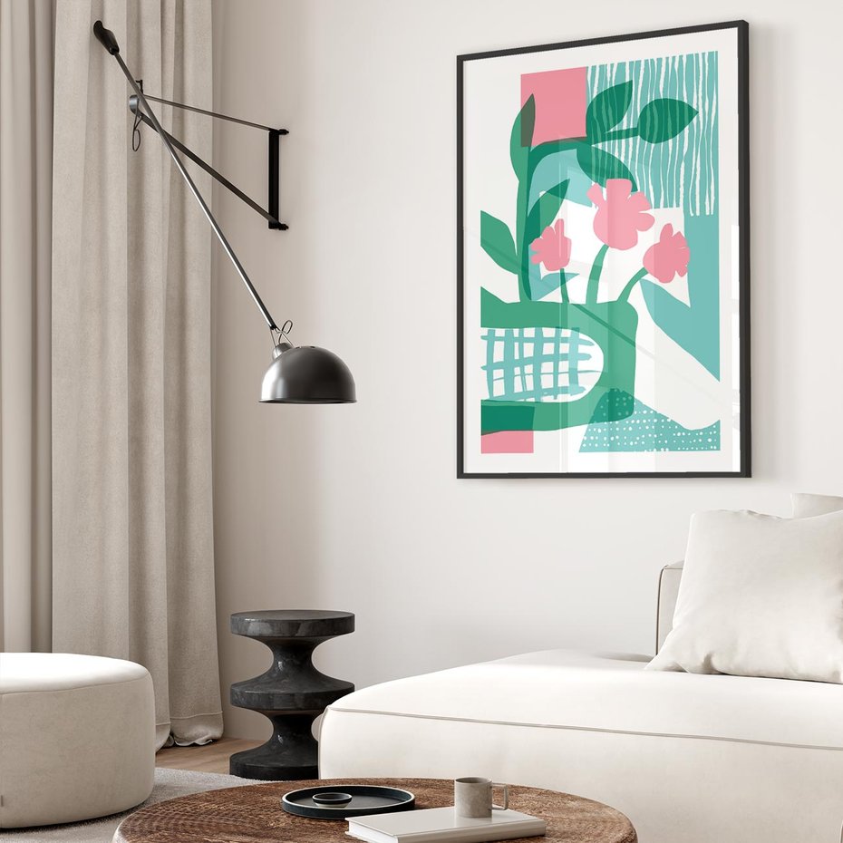 Plakat bez ramy 50x70 - Harmonijne Plamy - abstrakcyjne pastelowe kwiaty, nowoczesna sztuka