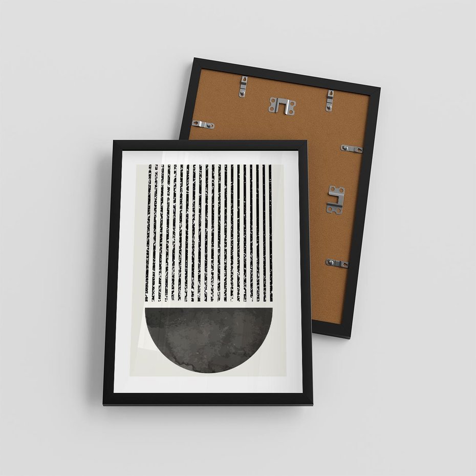 Plakat w ramie 30x40 - Taniec Impulsów - abstrakcyjne czarno białe formy, minimalizm - rama czarna