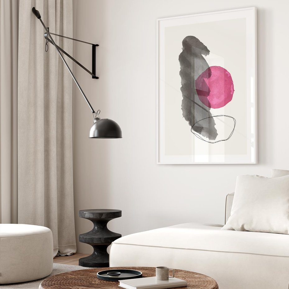 Plakat w ramie 30x40 - Bezczasowe Rytmy - abstrakcyjne nieregularne plamy, czarny - rama biała