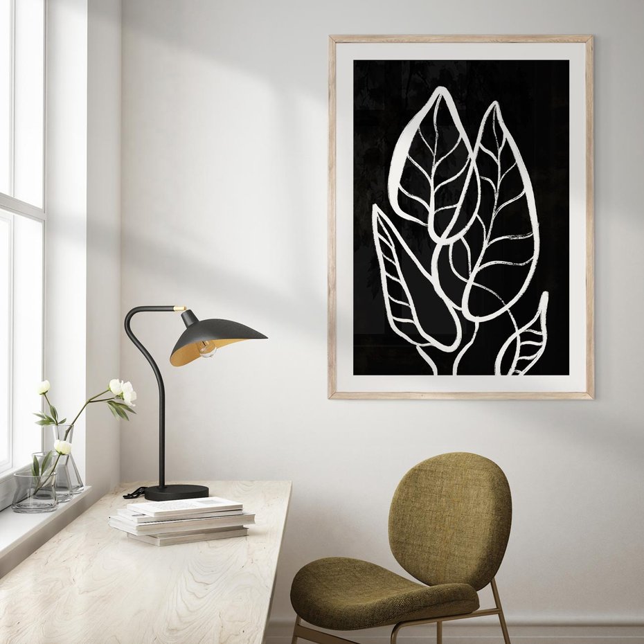 Plakat w ramie 50x70 - Lustrzane Odbicie - mroczna sztuka, minimalizm - rama drewno