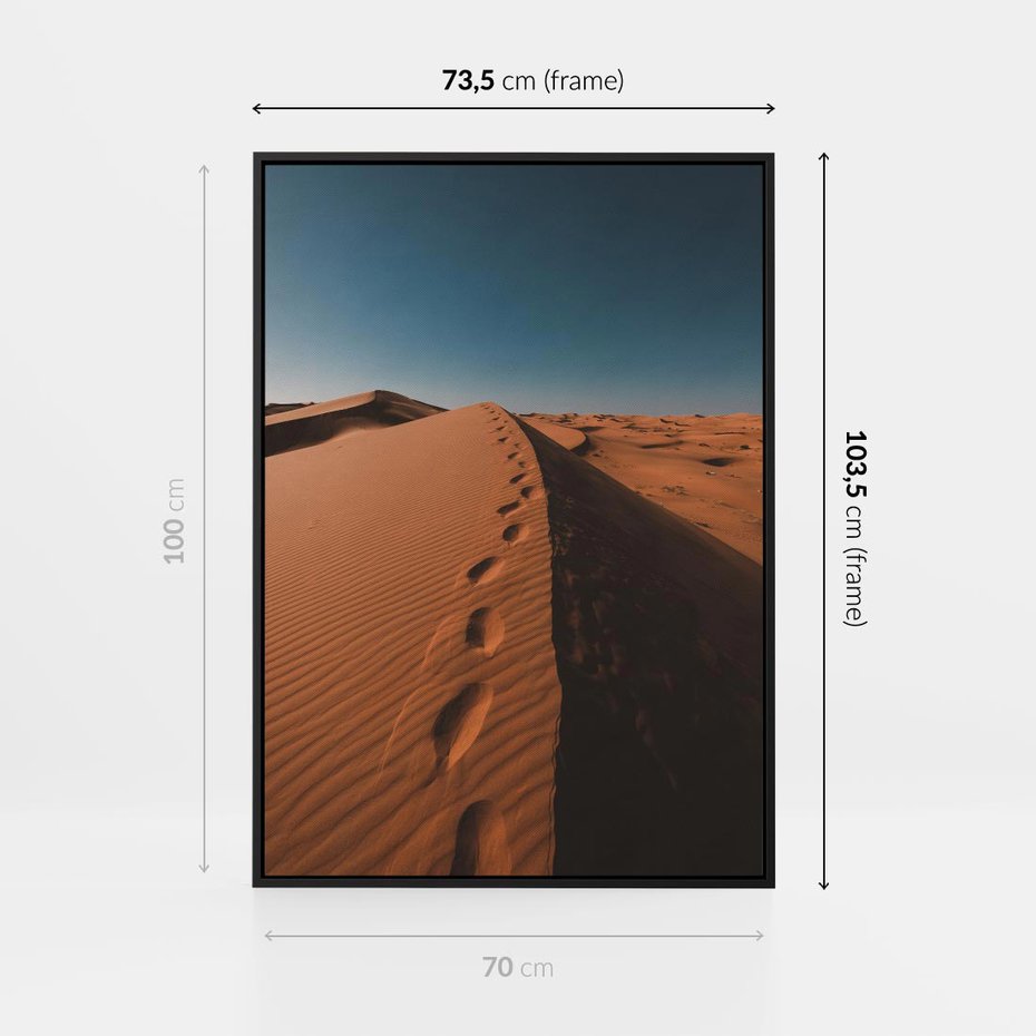 Obraz w ramie 70x100 - Piasek pustyni w ogniu - pustynia, piasek - rama czarna
