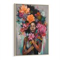 Obraz w ramie 80x120 - Z Głową w Kwiatach - obraz olejny, sztuka nowoczesna - rama drewno