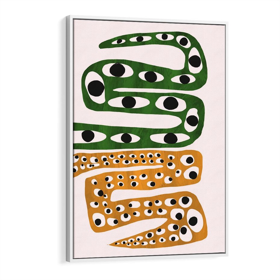 Obraz w ramie 80x120 - Mroczne Wypaczenia - abstrakcyjny obraz, dziwne kształty - rama biała