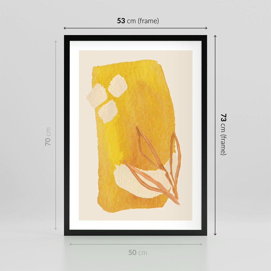 Plakat w ramie 50x70 - Kolorowe Marzenia - abstrakcyjna żółta plama, akwarela - rama czarna