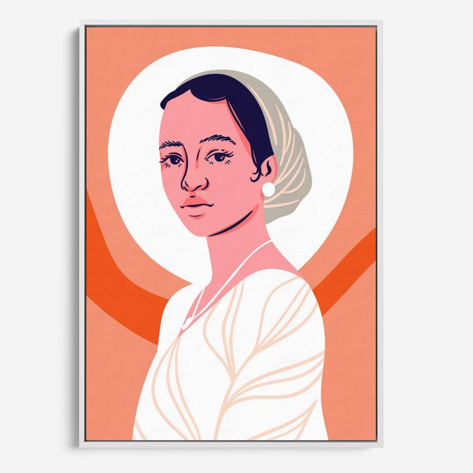 Obraz w ramie 50x70 - Kobieca Harmonia - nowoczesny plakat, styl retro - rama biała