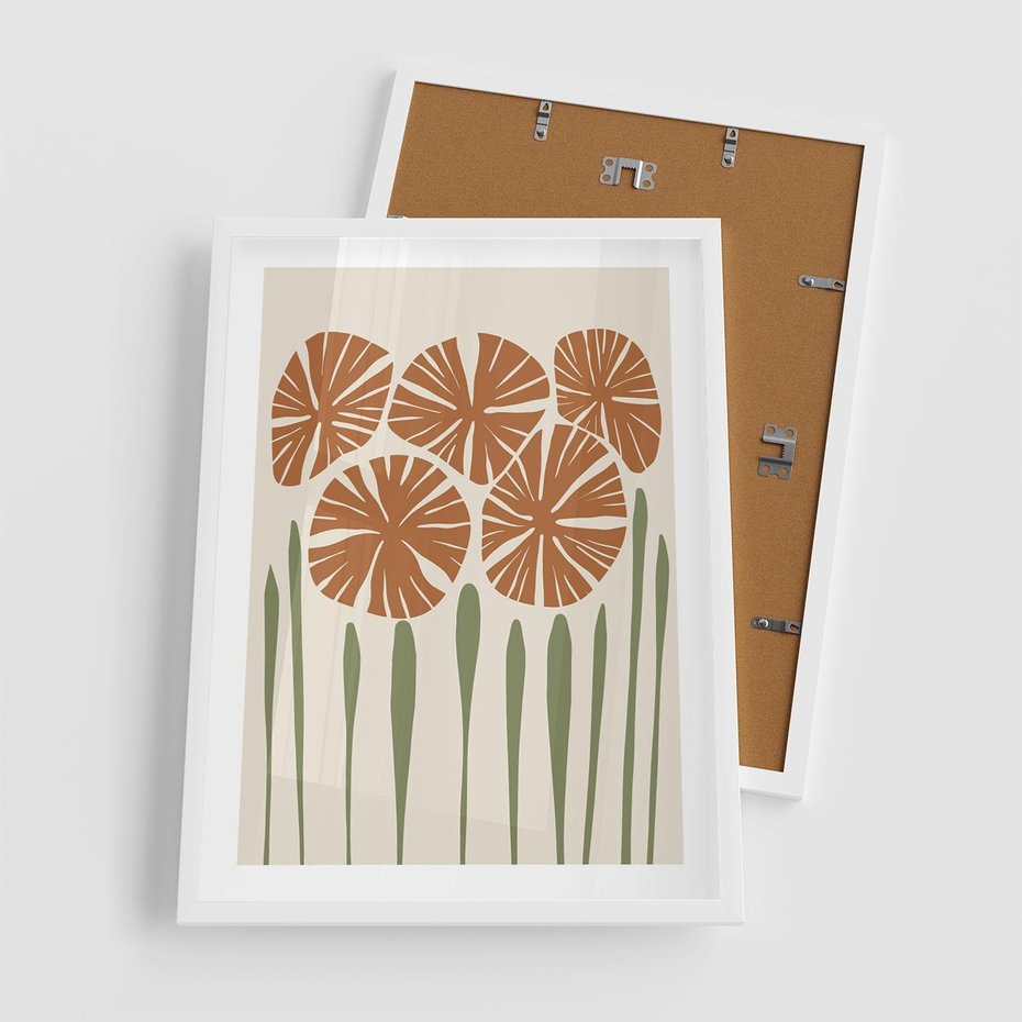 Plakat w ramie 50x70 - Akwarelowe Echa Przyrody - kwiaty, nowoczesny plakat - rama biała