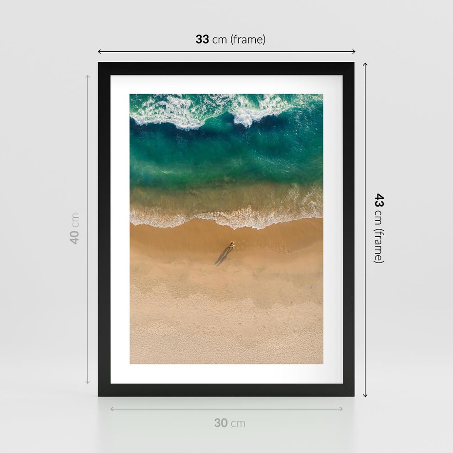 Plakat w ramie 30x40 - Oaza Relaksu - plaża, morze - rama czarna