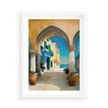 Plakat w ramie 50x70 - Nadmorskie Łuki - akwarela, śródziemnomorski klimat - rama biała