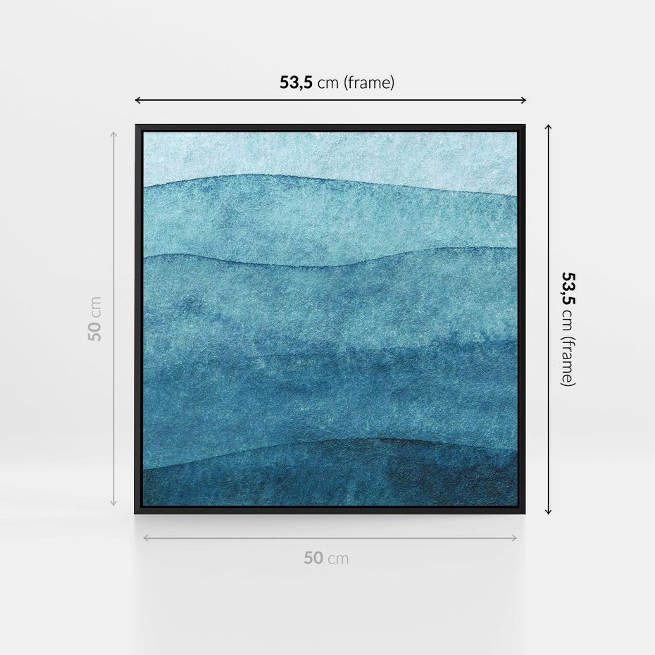 Obraz w ramie 50x50 - Kolorowe fale akwareli - akwarela, fale - rama czarna