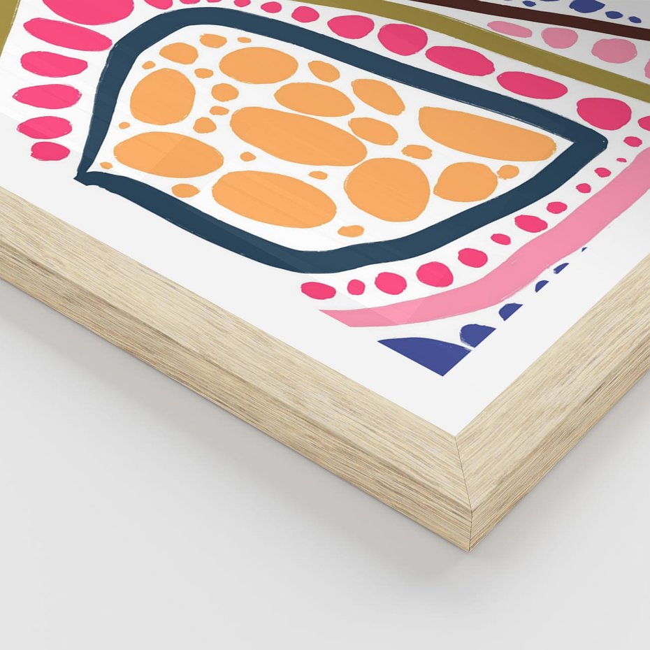 Plakat w ramie 30x40 - Migocące Tęczowe Widzenia - kolorowe wzory, tęczowe żywe kolory - rama drewno