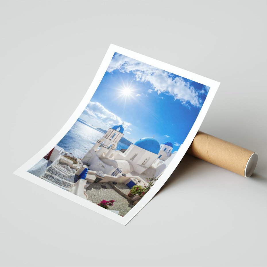 Plakat bez ramy 30x40 - Uroki Santorini we Włoszech - Santorini, Włochy