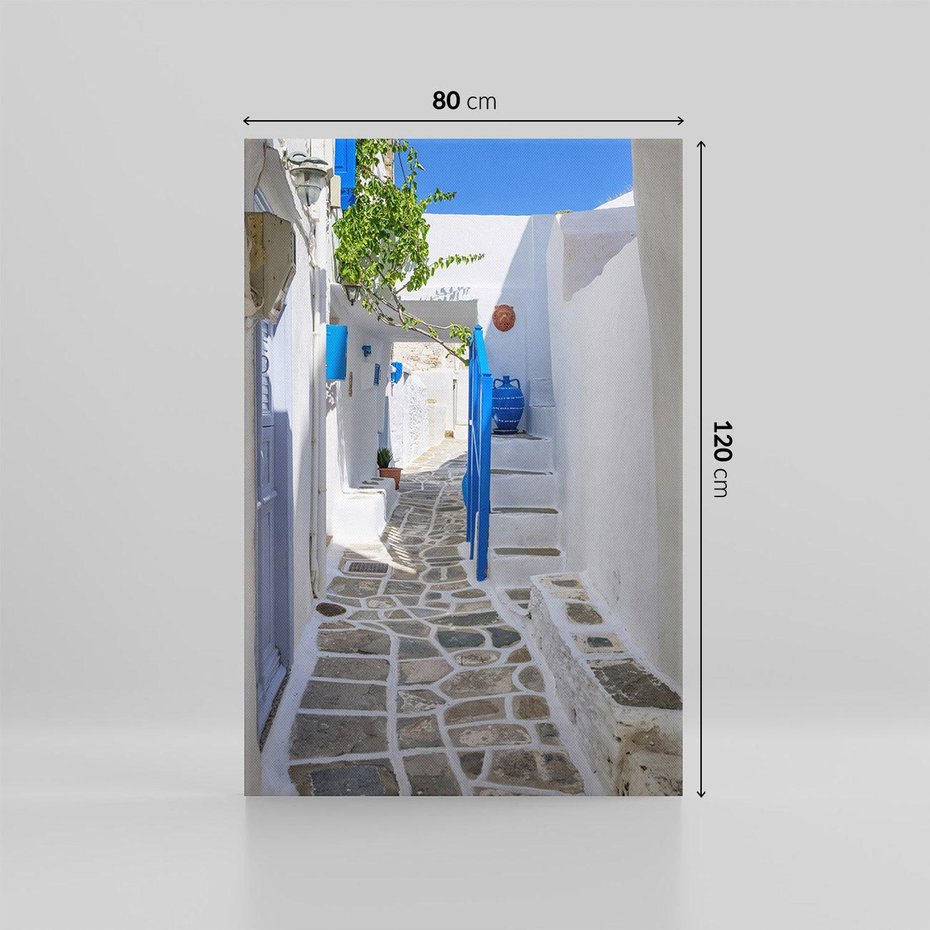 Obraz na płótnie 80x120 - Uroki Santorini: Perspektywiczna Uliczka - uliczka, perspektywa