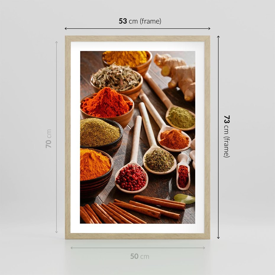 Plakat w ramie 50x70 - Smakowite Aromaty - przyprawy, kuchnia - rama drewno