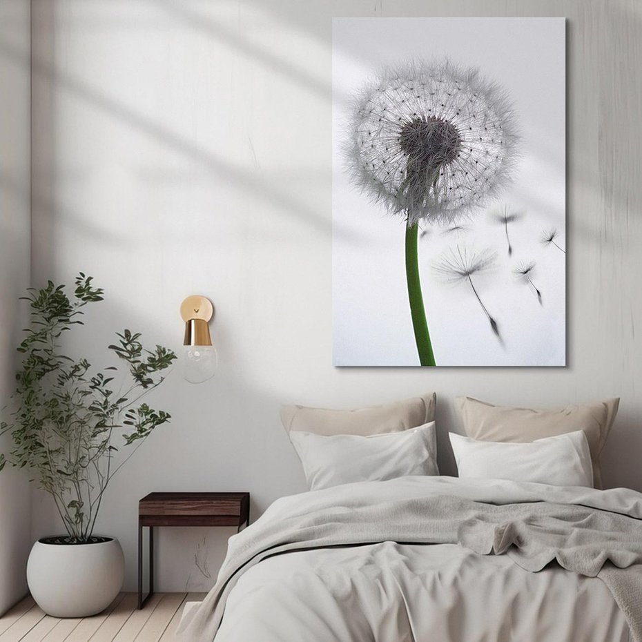 Obraz na płótnie 80x120 - Lekkość Przemijania - dmuchawiec, makro