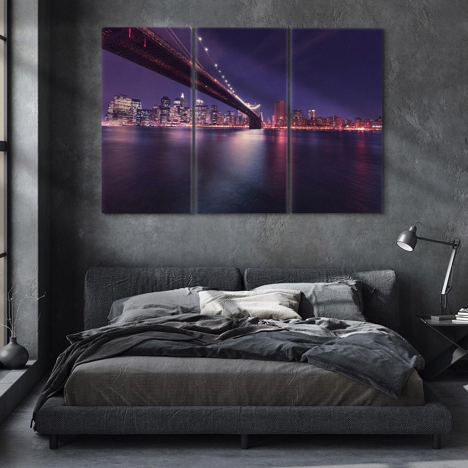Obraz na płótnie 120x80 - Most w Nowym Jorku nocą - most, Nowy Jork