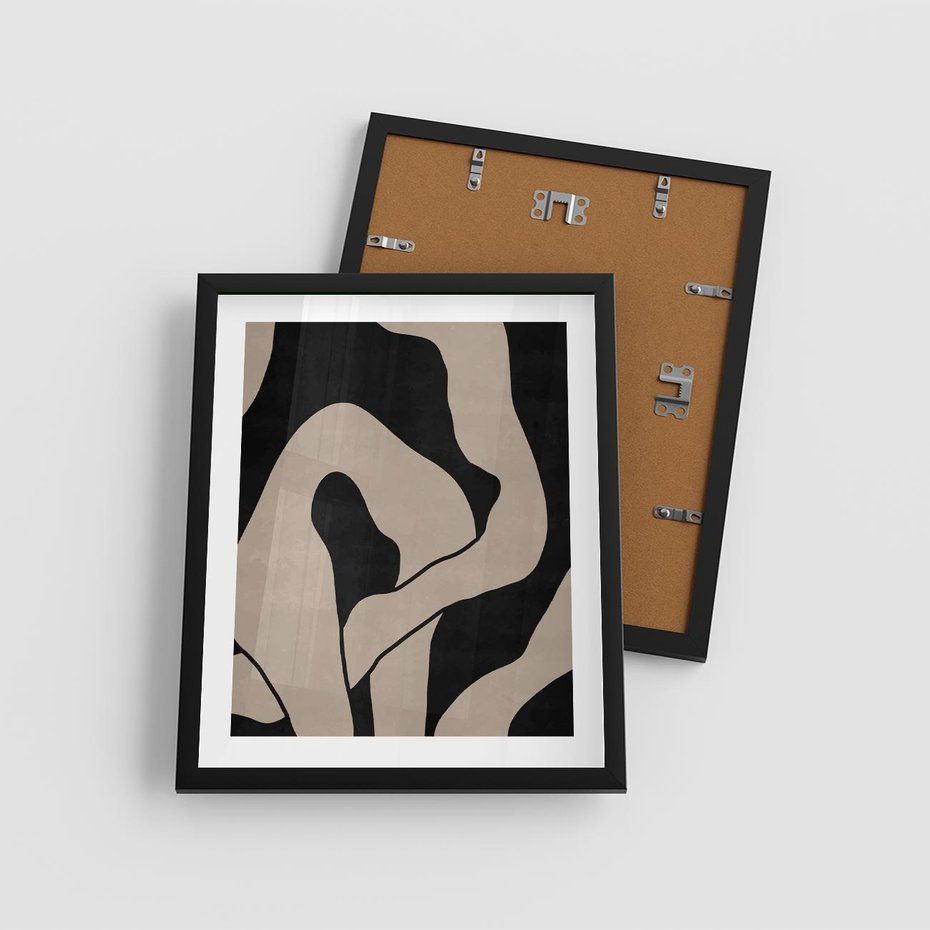 Plakat w ramie 40x50 - Nocne Pochłonięcia - abstrakcyjne linie, mroczny plakat - rama czarna