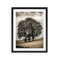 Plakat w ramie 40x50 - Spokojna Osamotniona Chwila - beżowe kolory, samotne drzewo na polu - rama czarna