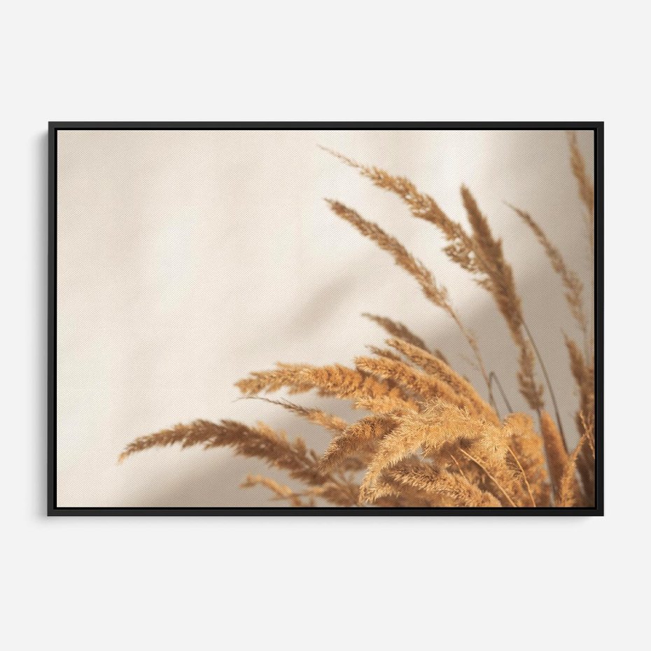 Obraz w ramie 100x70 - Swobodne trawy boho - boho, suche - rama czarna