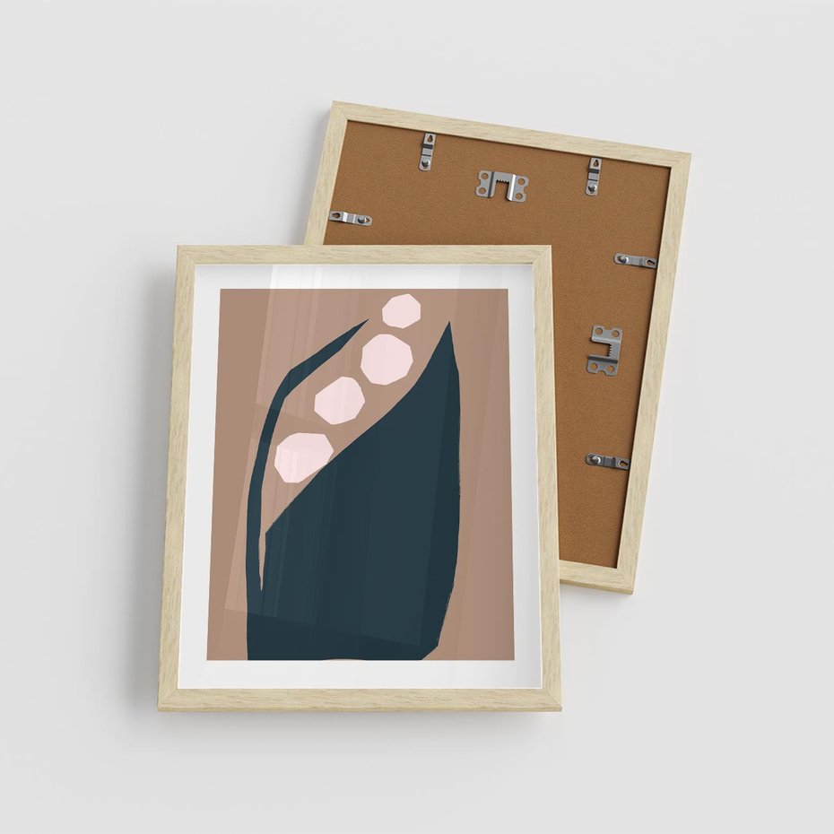 Plakat w ramie 40x50 - Wnętrza Boho Serca - abstrakcyjny obraz, plakat - rama drewno